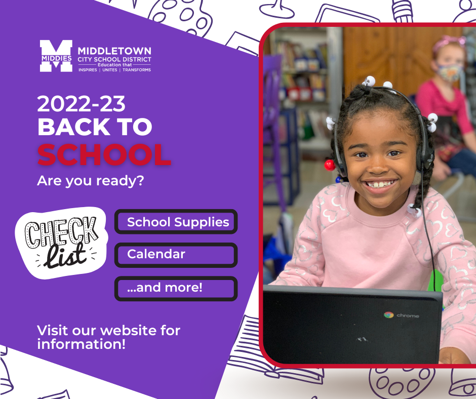 Back to School Poster with girl on laptop